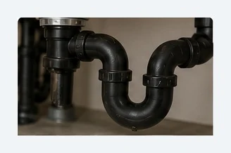Sink P-trap used to explain how a water seal blocks sewer gas.